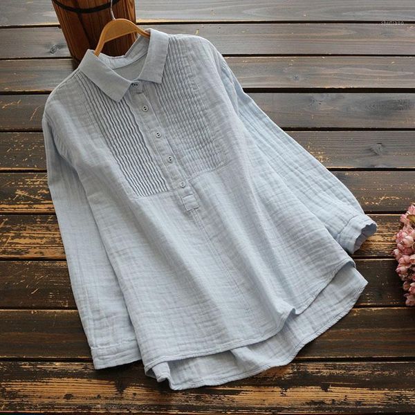 women's blouses & shirts women cotton blouse elegant pleated casual long sleeve female button down plus size tunic 2021, White
women's blouses & shirts women cotton blouse elegant pleated casual long sleeve female button down plus size tunic 2021, White