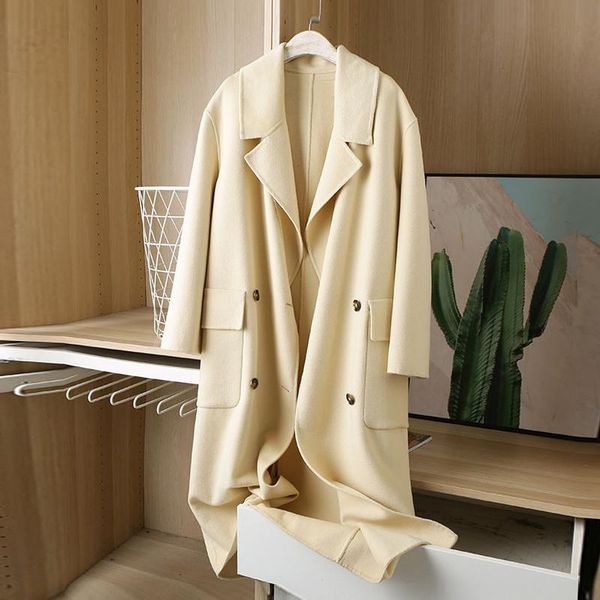 the wool overcoat coat medium length woolen double-sided velvet cloth women's & blends, Black
the wool overcoat coat medium length woolen double-sided velvet cloth women's & blends, Black