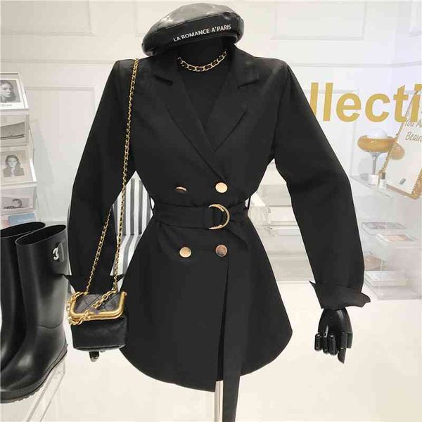 dress women's spring 2021 niche fashion double breasted suit thin tempers skirt sleeves, Black;gray
dress women's spring 2021 niche fashion double breasted suit thin tempers skirt sleeves, Black;gray