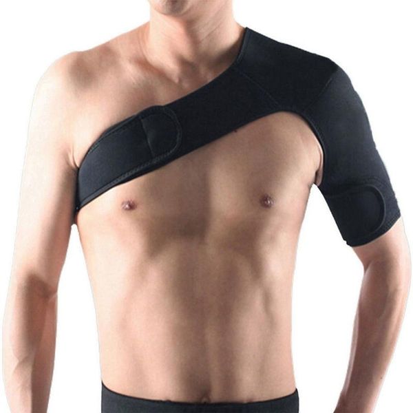 men adjustable black shoulder brace support belt left right single joint sport gym compression guard protect back, Black;blue
men adjustable black shoulder brace support belt left right single joint sport gym compression guard protect back, Black;blue