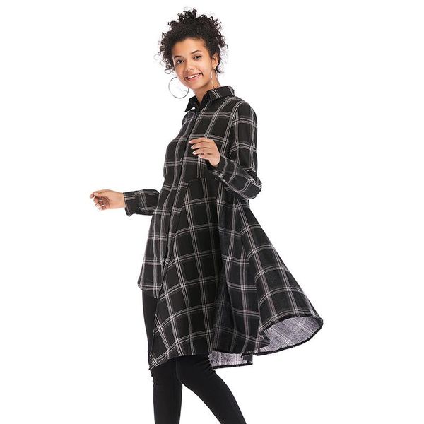 casual dresses women's black dress long sleeve shirt button medium and loose irregular chequered turn-over collar, Black;gray
casual dresses women's black dress long sleeve shirt button medium and loose irregular chequered turn-over collar, Black;gray