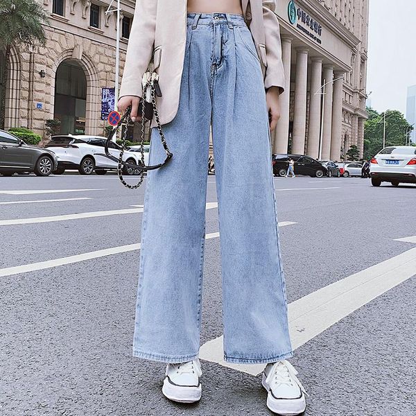 women's jeans korean high waist loose casual for women stylish all-match vintage wide leg pants straight trousers  denim, Blue
women's jeans korean high waist loose casual for women stylish all-match vintage wide leg pants straight trousers  denim, Blue
