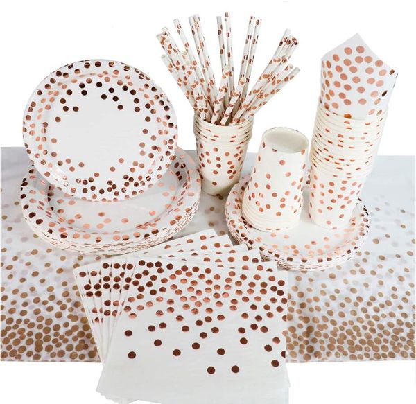 disposable dinnerware rose gold dot party supplies tableware plates napkins cups straws decorations sets for birthday wedding
disposable dinnerware rose gold dot party supplies tableware plates napkins cups straws decorations sets for birthday wedding