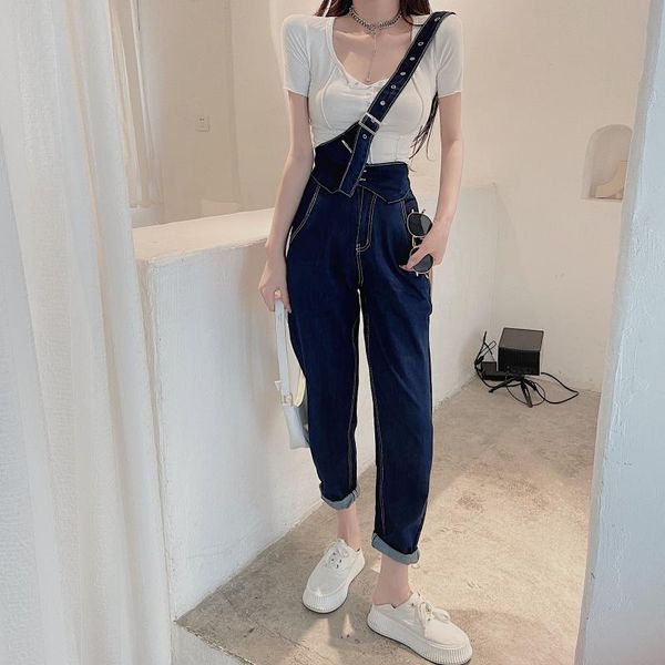 women's jeans fashion women high street slim waist denim blue overalls casual loose cargo harem pants one shoulder strap trousers
women's jeans fashion women high street slim waist denim blue overalls casual loose cargo harem pants one shoulder strap trousers