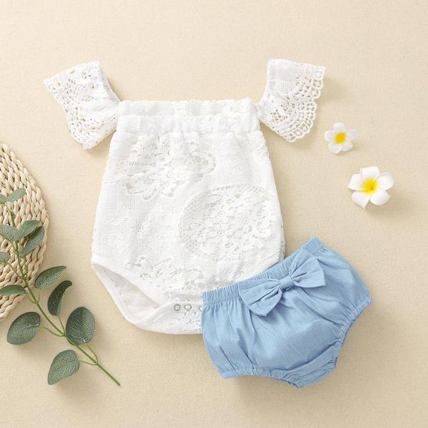 summer born girls baby clothes off shoulder lace solid bodysuit +bow shorts for set cute clothing sets, White
summer born girls baby clothes off shoulder lace solid bodysuit +bow shorts for set cute clothing sets, White