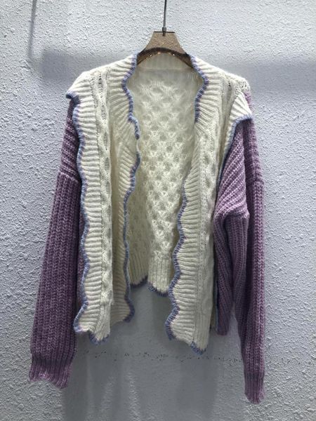 women's knits & tees the 2021 mohair bump color stitching braided rope knitting cardigan sweater coat 0813, White
women's knits & tees the 2021 mohair bump color stitching braided rope knitting cardigan sweater coat 0813, White