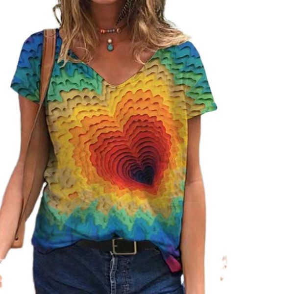 women's t-shirt 2021 summer style street hipster big love printing short-sleeved v-neck loose women shirts for, White
women's t-shirt 2021 summer style street hipster big love printing short-sleeved v-neck loose women shirts for, White