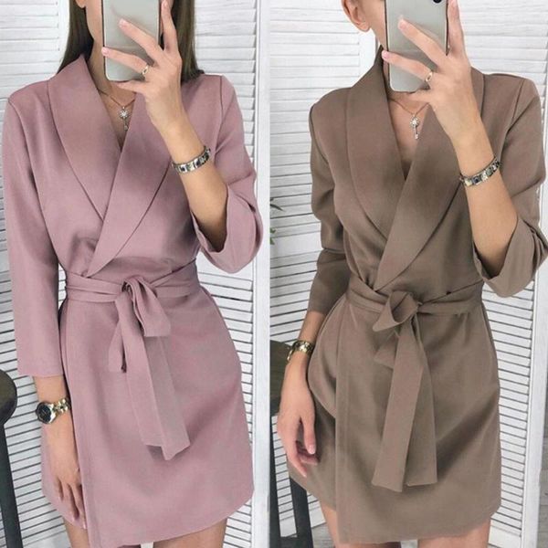 women's wool & blends women autumn solid color lapel collar long sleeve waist belt mini dress coat, Black
women's wool & blends women autumn solid color lapel collar long sleeve waist belt mini dress coat, Black