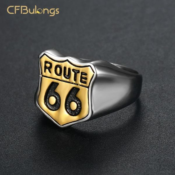 cfbulongs stainless steel men's ring american biker route 66 for club punk jewely cluster rings, Golden;silver
cfbulongs stainless steel men's ring american biker route 66 for club punk jewely cluster rings, Golden;silver