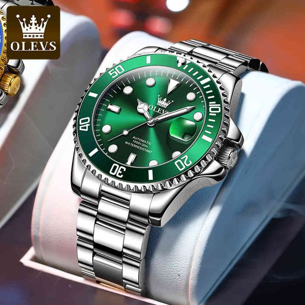 olevs automatic mechanical watches stainless steel waterproof date green 30atm fashion classic watch reloj hombre 6650, Slivery;brown
olevs automatic mechanical watches stainless steel waterproof date green 30atm fashion classic watch reloj hombre 6650, Slivery;brown