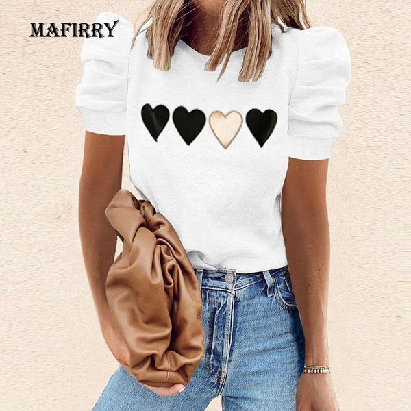 women's t-shirt women elegant heart pattern o neck art style puff sleeve printing short tees casual streetwear patchwork t shirt xxl, White
women's t-shirt women elegant heart pattern o neck art style puff sleeve printing short tees casual streetwear patchwork t shirt xxl, White