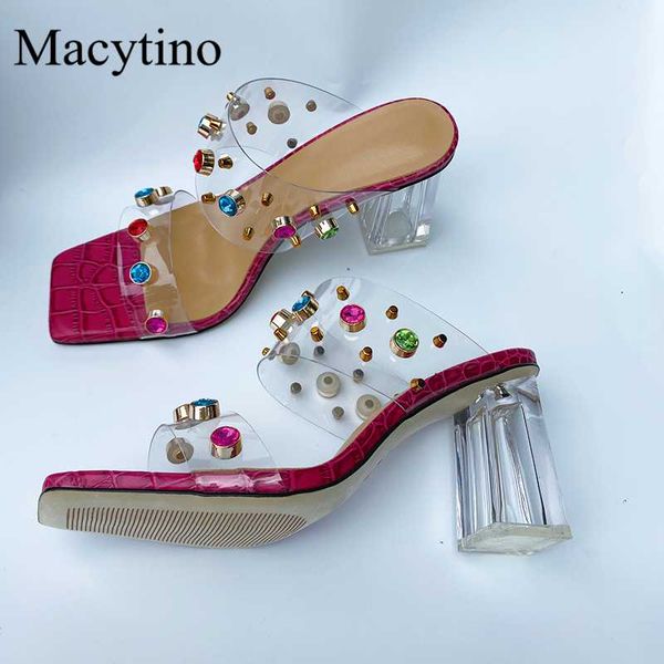 slippers summer ladies high-heeled transparent with rivet gemstone decoration fashion party, Black
slippers summer ladies high-heeled transparent with rivet gemstone decoration fashion party, Black