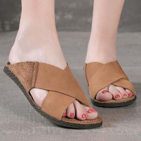 slippers shoes women flat 2021 fashion vintage genuine leather cross simple beach summer woman ll433, Black
slippers shoes women flat 2021 fashion vintage genuine leather cross simple beach summer woman ll433, Black