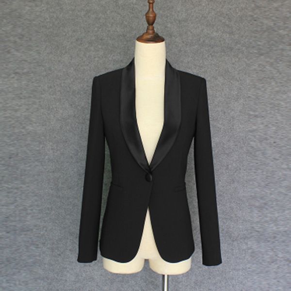 womens fashion designer blazer jacket womens single button shawl collar blazer outer, White;black
womens fashion designer blazer jacket womens single button shawl collar blazer outer, White;black