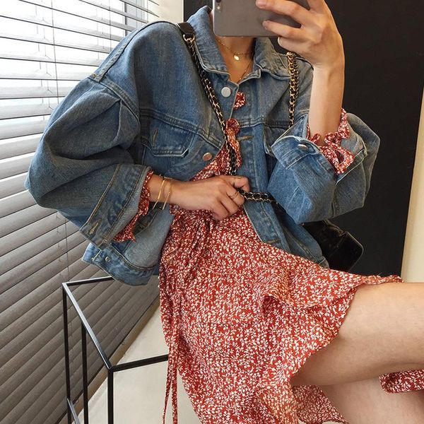 women's jackets chic all match women jacket puff sleeve short vintage 2021 spring chaqueta mujer korean pleated denim, Black;brown
women's jackets chic all match women jacket puff sleeve short vintage 2021 spring chaqueta mujer korean pleated denim, Black;brown