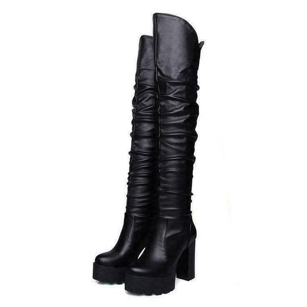 women's over knee hig boots shoes high block heel platform shoes tall boots, Black
women's over knee hig boots shoes high block heel platform shoes tall boots, Black