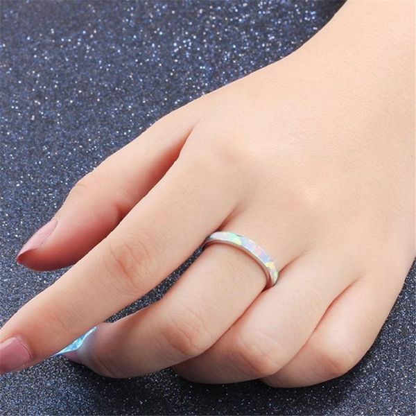 Wedding Rings Exquisite White / Blue Fire Opal Ring Simple Engagement For Man Woman Fashion Gift, Slivery;golden
Wedding Rings Exquisite White / Blue Fire Opal Ring Simple Engagement For Man Woman Fashion Gift, Slivery;golden