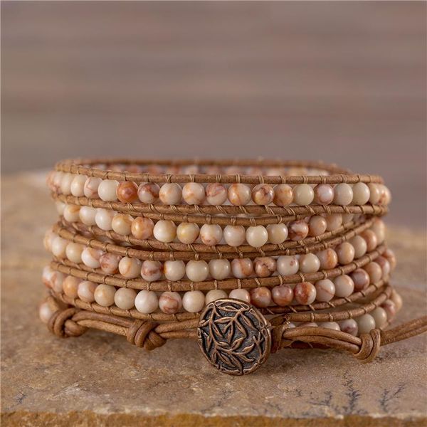 handmade 4mm natural stone leather wrap bracelet layering beaded yoga for women bridesmaid gift drop charm bracelets, Golden;silver
handmade 4mm natural stone leather wrap bracelet layering beaded yoga for women bridesmaid gift drop charm bracelets, Golden;silver