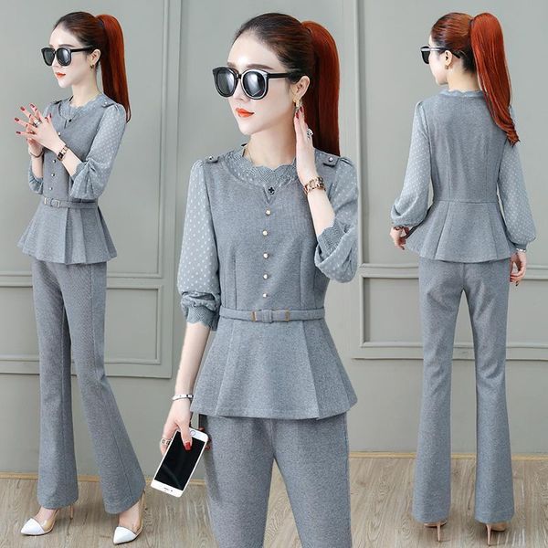 women's tracksuits women 2021 spring summer 2 pieces set blouse shirt suit pencil pants ol office lady elegant casual slim two piece se, Gray
women's tracksuits women 2021 spring summer 2 pieces set blouse shirt suit pencil pants ol office lady elegant casual slim two piece se, Gray