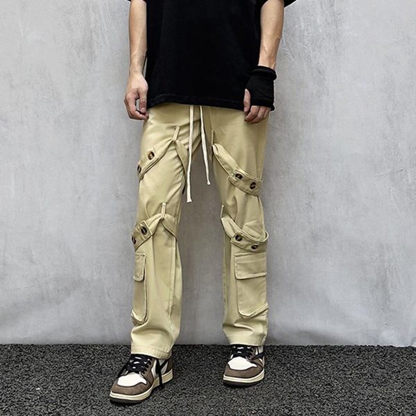 men's pants tie pockets straight casual vibe cargo mens retro drawstring high street oversize overalls loose hip hop couple trousers, Black
men's pants tie pockets straight casual vibe cargo mens retro drawstring high street oversize overalls loose hip hop couple trousers, Black