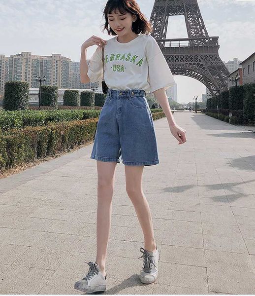 women's shorts summer women high waist button wigh leg jeans casual female loose fit blue denim, White;black
women's shorts summer women high waist button wigh leg jeans casual female loose fit blue denim, White;black