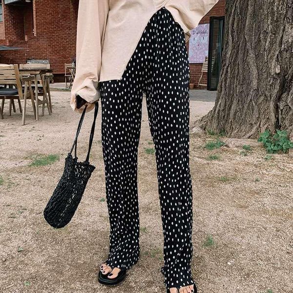 johnature summer wave point elastic waist loose women pants 2021 casual korean full length wide leg women's & capris, Black;white
johnature summer wave point elastic waist loose women pants 2021 casual korean full length wide leg women's & capris, Black;white