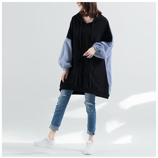 women's hoodies & sweatshirts qpfjqd office lady spring fall stripped hooded sweatshirt fashion patchwork women casual knit korea style, Black
women's hoodies & sweatshirts qpfjqd office lady spring fall stripped hooded sweatshirt fashion patchwork women casual knit korea style, Black