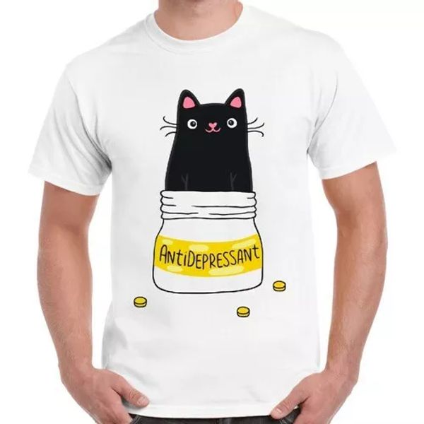 cute cat kitten antidepressant funny meme men women cool gift retro t shirt 2457, White;black
cute cat kitten antidepressant funny meme men women cool gift retro t shirt 2457, White;black