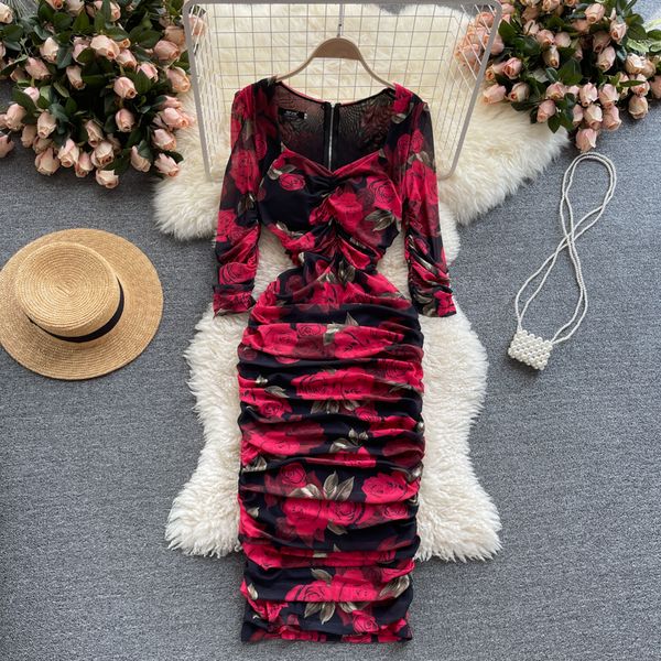 women floral draped party bodycon dress spring autumn square collar long sleeve high waist vestidos female robe new, Black;gray
women floral draped party bodycon dress spring autumn square collar long sleeve high waist vestidos female robe new, Black;gray