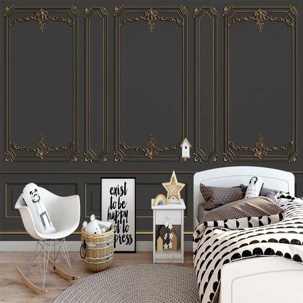 milofi 3d custom wallpaper black door panel background wall wallpapers