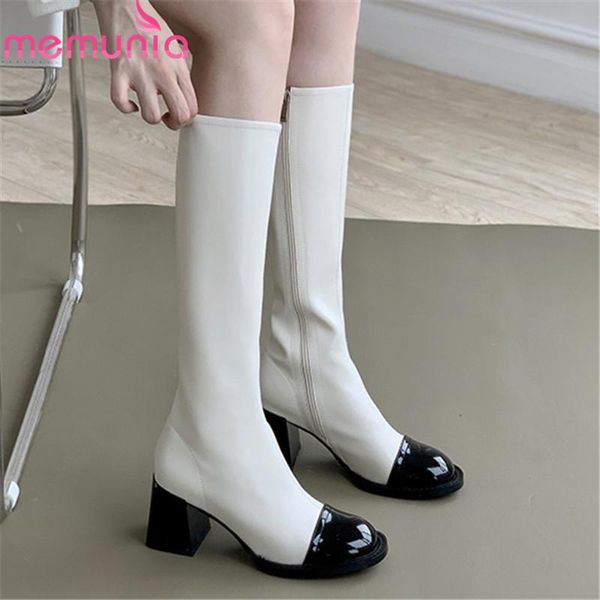 boots memunia 2022 brand knee high women genuine leather footwear mixed colors zip fashion heels ladies, Black
boots memunia 2022 brand knee high women genuine leather footwear mixed colors zip fashion heels ladies, Black