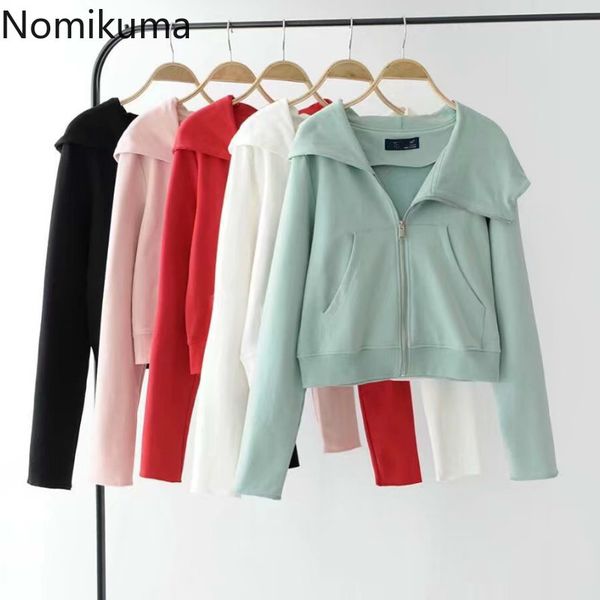 nomikuma zipper hooded hoodies women long sleeve solid color short sweatshirts lady casual fashion high street 3c667 210514, Black
nomikuma zipper hooded hoodies women long sleeve solid color short sweatshirts lady casual fashion high street 3c667 210514, Black