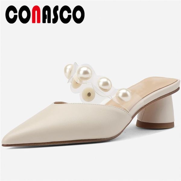 dress shoes conasco genuine leather women sandals elegant wedding casual high heels slippers pearl decoration woman shallow mules, Black
dress shoes conasco genuine leather women sandals elegant wedding casual high heels slippers pearl decoration woman shallow mules, Black
