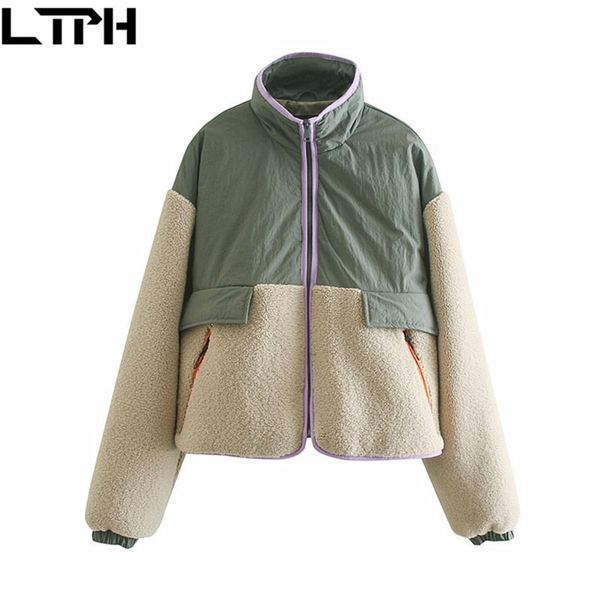 ltph simple splicing lambswool woman jacket all-match loose coat zipper stand-up collar thicken warm outerwear winter 210423, White;black
ltph simple splicing lambswool woman jacket all-match loose coat zipper stand-up collar thicken warm outerwear winter 210423, White;black