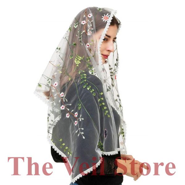 bridal veils mantilla chapel for church women scarf headcover latin mass vintage velo de novia mantille embroided floral lace, Black
bridal veils mantilla chapel for church women scarf headcover latin mass vintage velo de novia mantille embroided floral lace, Black