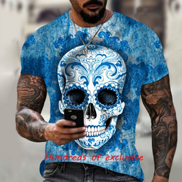 men's t-shirts 2021 sell summer fashion and handsome men 3d skull print shirt short sleeve o-neck pullover casual t-shirt men's st, White;black 
men's t-shirts 2021 sell summer fashion and handsome men 3d skull print shirt short sleeve o-neck pullover casual t-shirt men's st, White;black