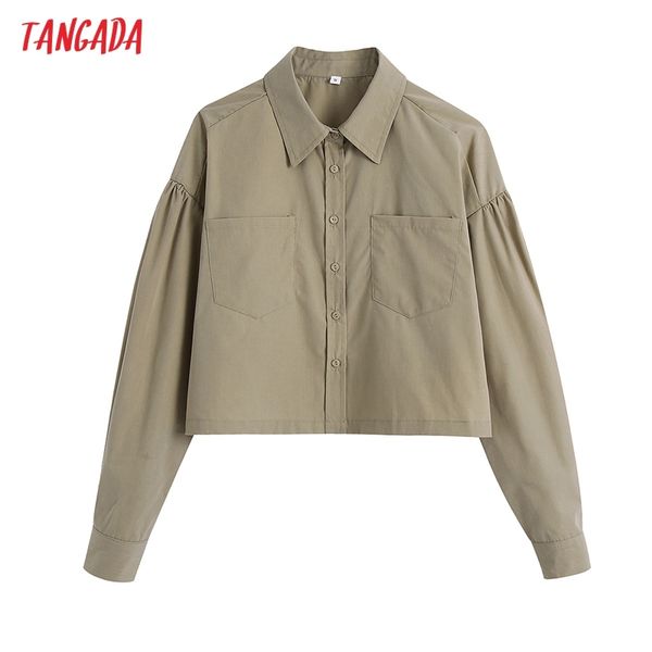women retro solid crop blouse double pocket long sleeve chic female shirt ce248 210416, White
women retro solid crop blouse double pocket long sleeve chic female shirt ce248 210416, White