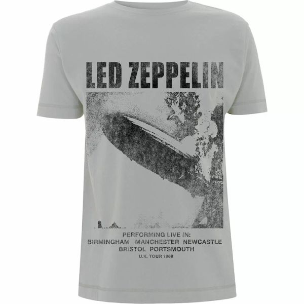 led zeppelin uk tour'69 lz1. authorized men t-shirt, White;black