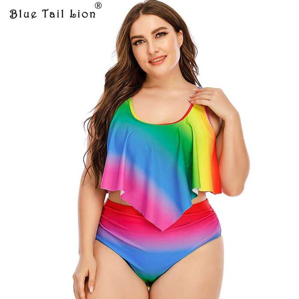 women's swimwear swimsuit woman 2021 european and american bikini rainbow print gradient plus-size ruffled l-5xl, White;black
women's swimwear swimsuit woman 2021 european and american bikini rainbow print gradient plus-size ruffled l-5xl, White;black