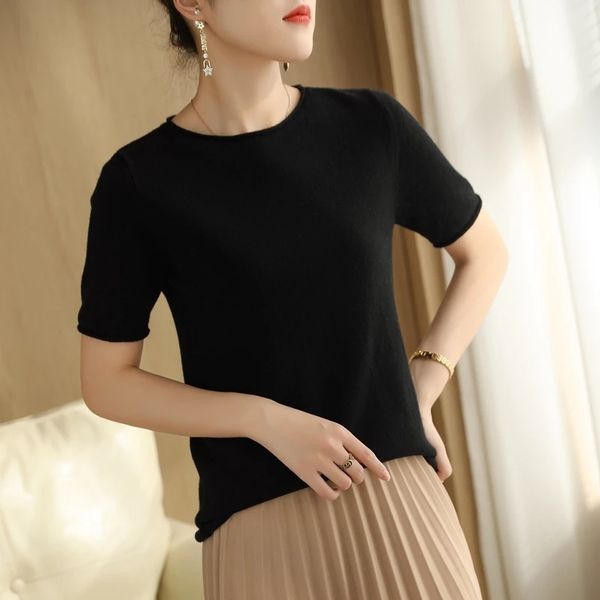 women's sweaters t-shirts will see casual solid knitted neck-neck short sleeve t-shirts tees ladies harajuku thin nightgown, White;black
women's sweaters t-shirts will see casual solid knitted neck-neck short sleeve t-shirts tees ladies harajuku thin nightgown, White;black