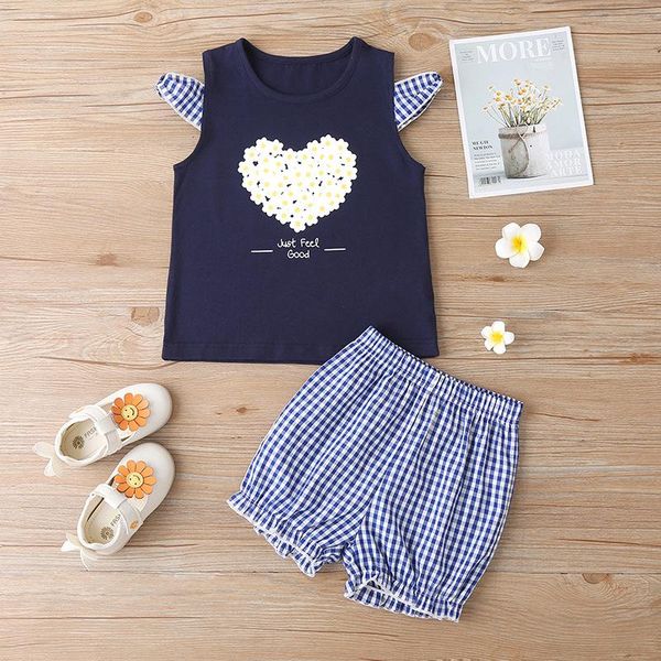 summer children sets casual sleeveless o neck print floral plaid shorts 2pcs girl clothes 18m-6t clothing, White
summer children sets casual sleeveless o neck print floral plaid shorts 2pcs girl clothes 18m-6t clothing, White