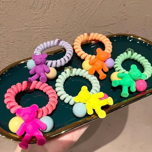 hair accessories korean fluorescent color bear cute ring kids girl telephone line tie head rope rubber band ponytail, Slivery;white
hair accessories korean fluorescent color bear cute ring kids girl telephone line tie head rope rubber band ponytail, Slivery;white
