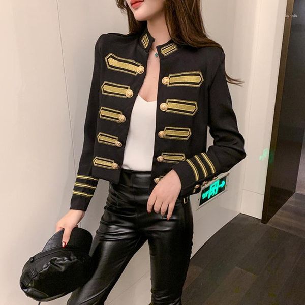 jackets women long sleeve fashion short jacket outerwer slim embroidery double breasted military streetwear coat women's, Black;brown
jackets women long sleeve fashion short jacket outerwer slim embroidery double breasted military streetwear coat women's, Black;brown