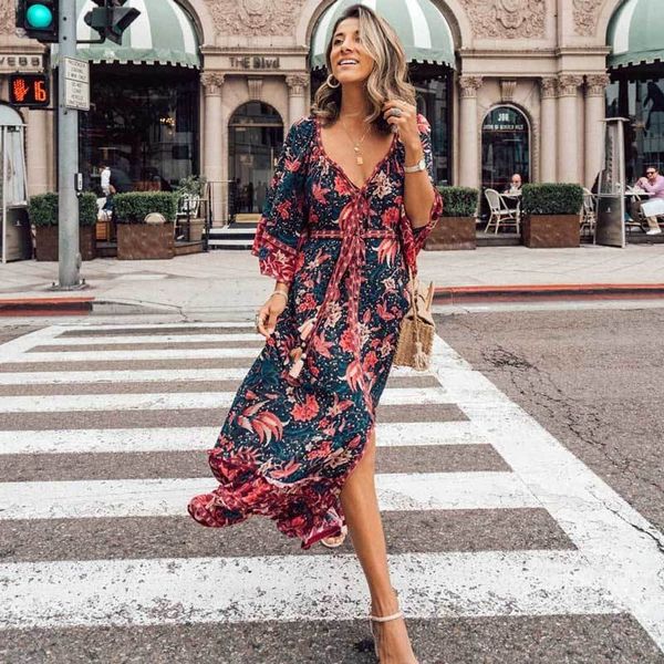 beach long boho birds print short sleeve v-neck summer chic ruffle hem women dresses bohemia maxi dress, Black;gray
beach long boho birds print short sleeve v-neck summer chic ruffle hem women dresses bohemia maxi dress, Black;gray