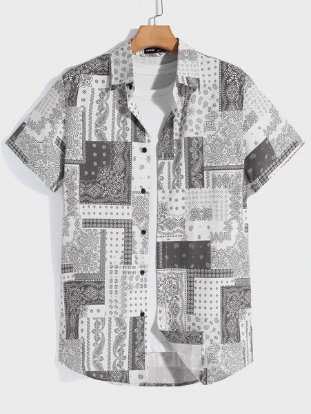men paisley scarf print shirt without tee f4sf#, White;black
