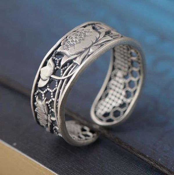 original lotus flower non-inlaid open ring hollow pattern chinese retro elegant male and female charm silver jewelry cluster rings, Golden;silver
original lotus flower non-inlaid open ring hollow pattern chinese retro elegant male and female charm silver jewelry cluster rings, Golden;silver