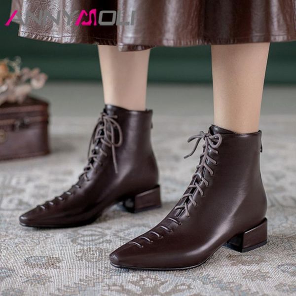 boots annymoli woman med heel ankle zip block short lace up pointed toe female shoes autumn winter brown 33-43, Black
boots annymoli woman med heel ankle zip block short lace up pointed toe female shoes autumn winter brown 33-43, Black