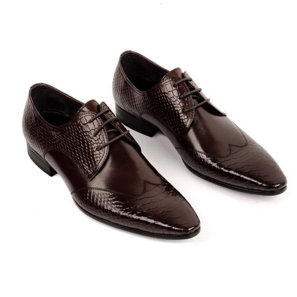 pointed toe dress men shoes black derby wedding snakeskin pattern genuine leather lace-up mens office work 37-45
pointed toe dress men shoes black derby wedding snakeskin pattern genuine leather lace-up mens office work 37-45