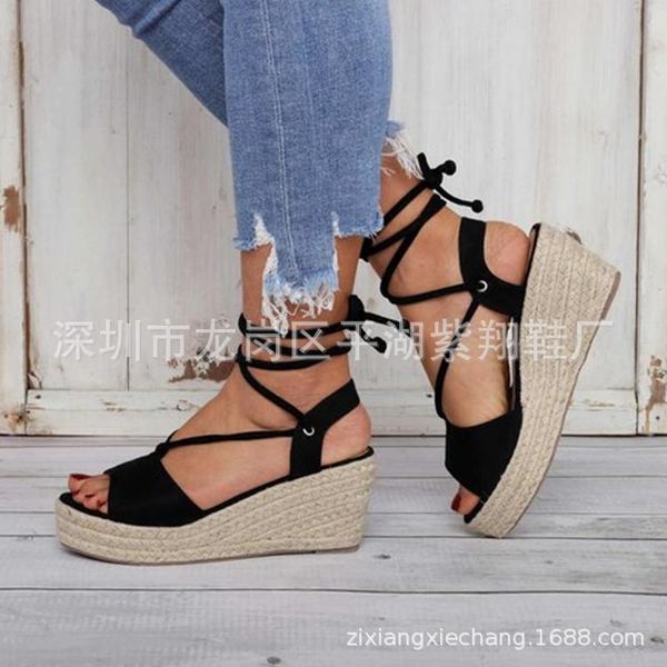 wedges cross-tied rome gladiator women sandals high front rear strap concise solid boho shoes lace-up plus size, Black
wedges cross-tied rome gladiator women sandals high front rear strap concise solid boho shoes lace-up plus size, Black