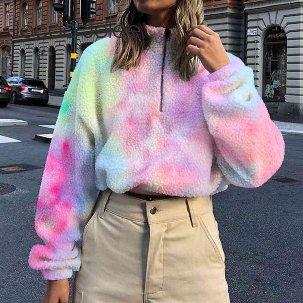 fashion tie dye fur warm loose hoodies soft plush zipper cropped winter flannel sweatshirts coats casual outwear 210428, Black
fashion tie dye fur warm loose hoodies soft plush zipper cropped winter flannel sweatshirts coats casual outwear 210428, Black